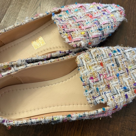 Boutique Multicolor Tweed Festive Pointed Toe Flats - Picture 4 of 4